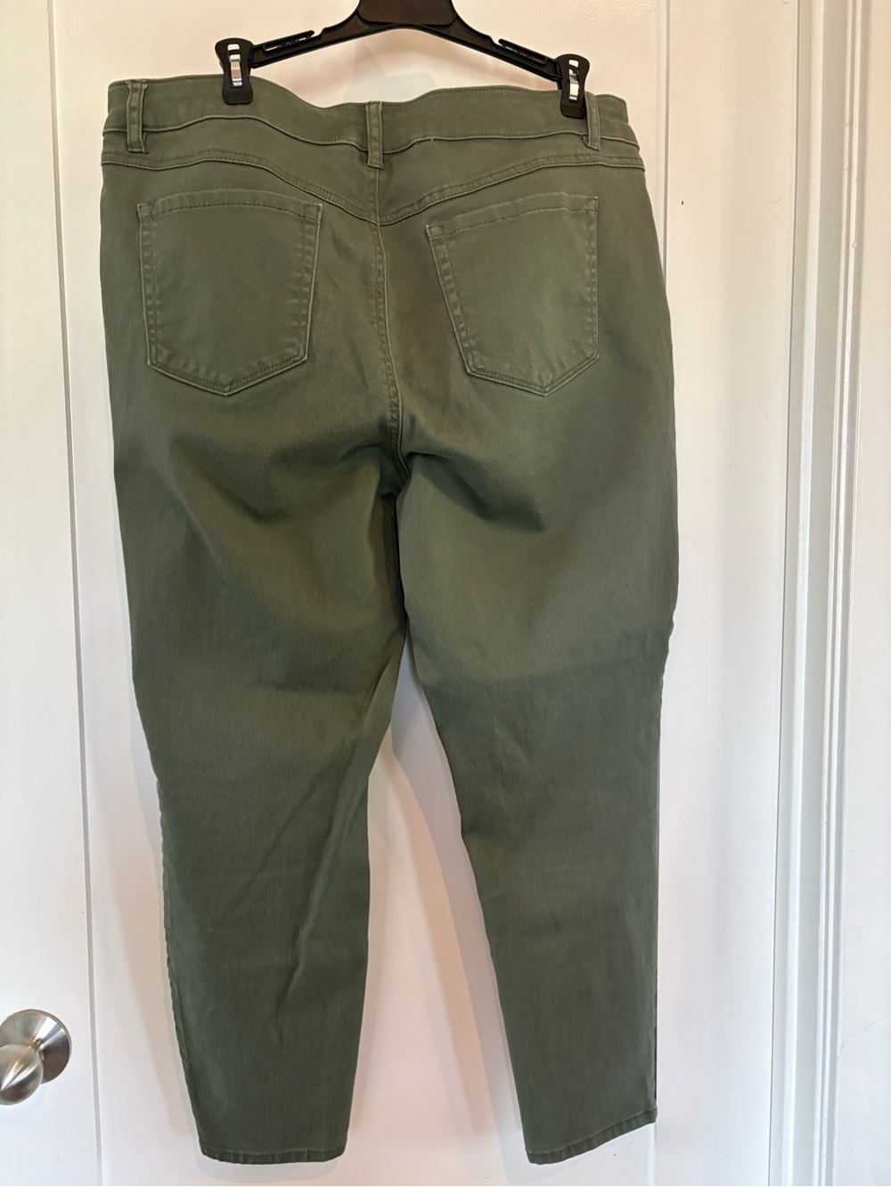 Olive Green Stretchy Straight-Leg Pants - Picture 2 of 5